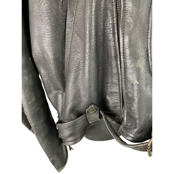 Vulcan Motorcycles Ripples Black Belted Lined Motorcycle Jacket Mens Size Large - Picture 9 of 16